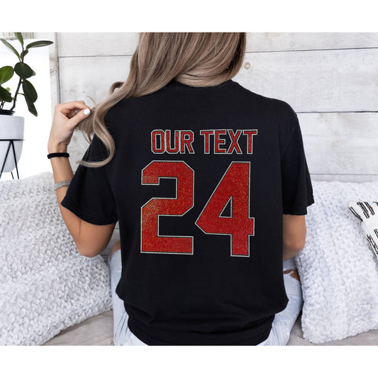 Player Name and Number Rhinestone T-shirt, Rhinestone Hoodie