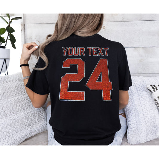 Team Name/Number Rhinestone T-shirt, Rhinestone Hoodie