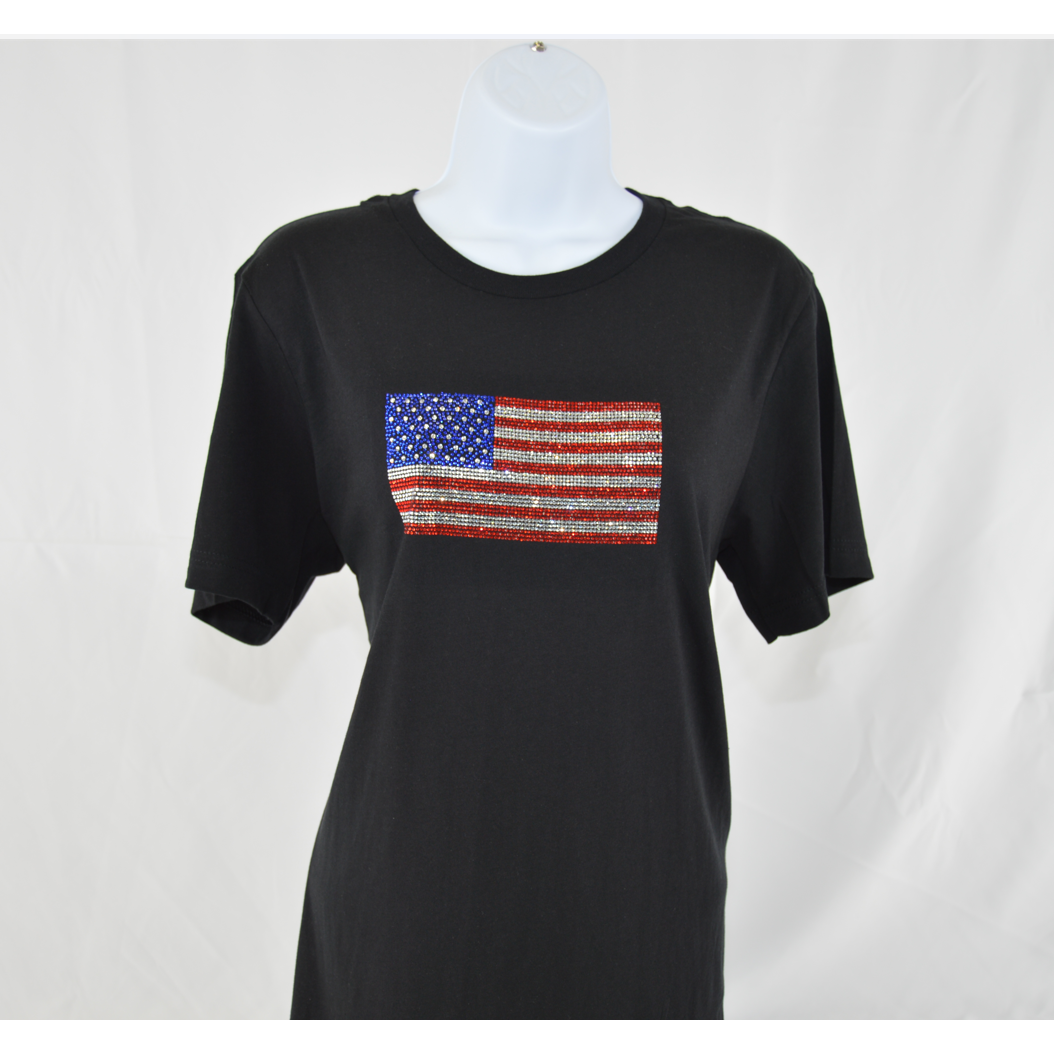 American flag rhinestone shirt hoodie on mannequin