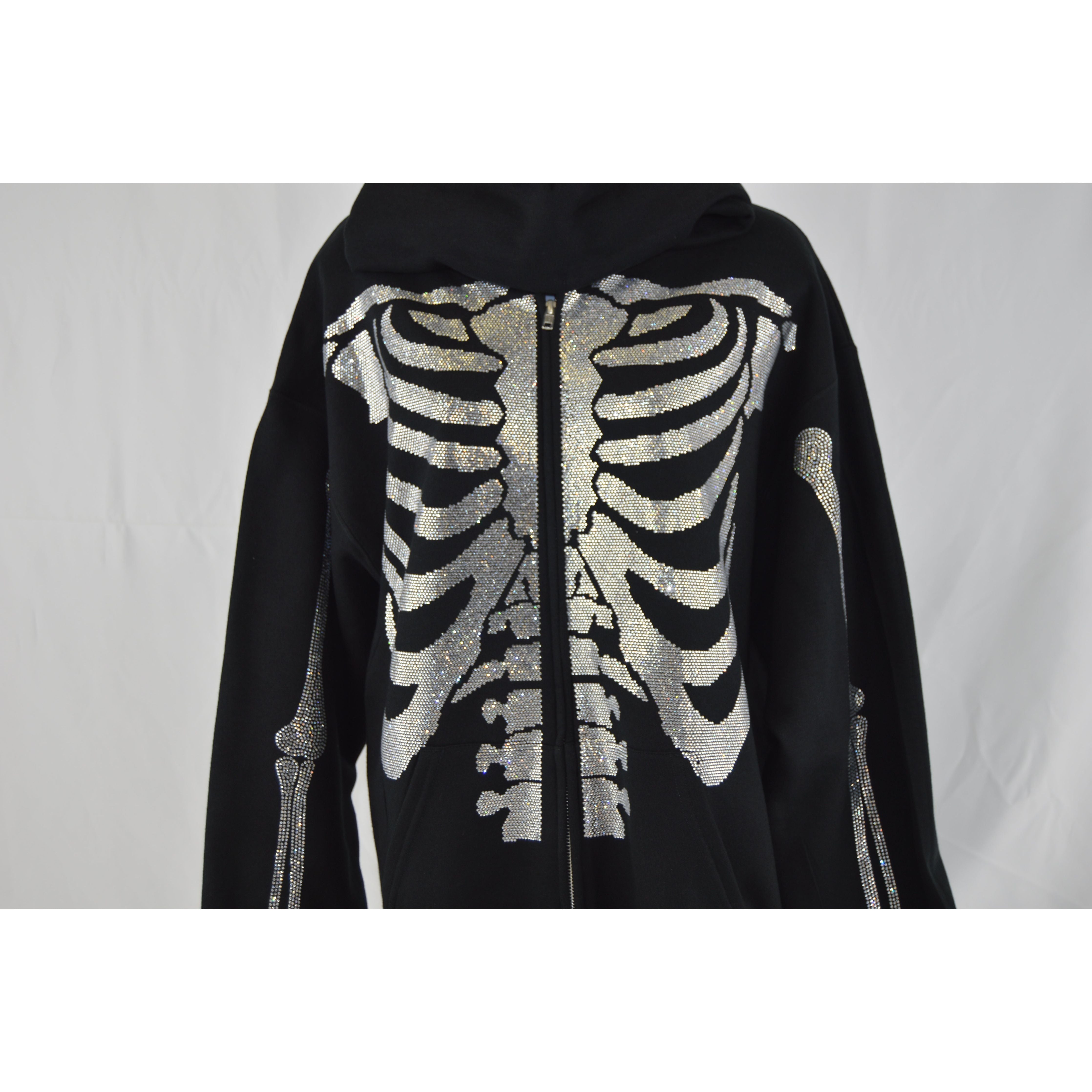 Rhinestone Skeleton Zip-Up Hoodie – Axiland Custom Gifts