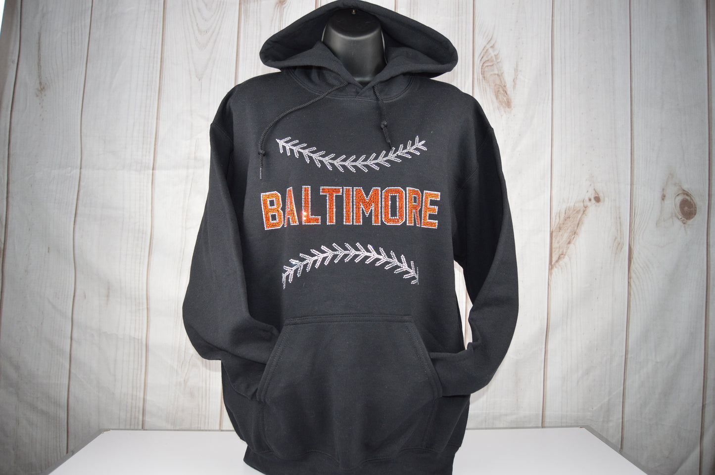 Baltimore  Baseball Hoodie Rhinestone Sweatshirt Baltimore Baseball Fan bling shirt