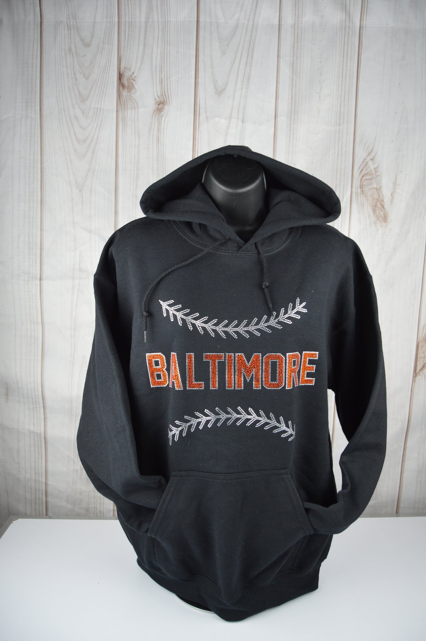 Baltimore  Baseball Hoodie Rhinestone Sweatshirt Baltimore Baseball Fan bling shirt