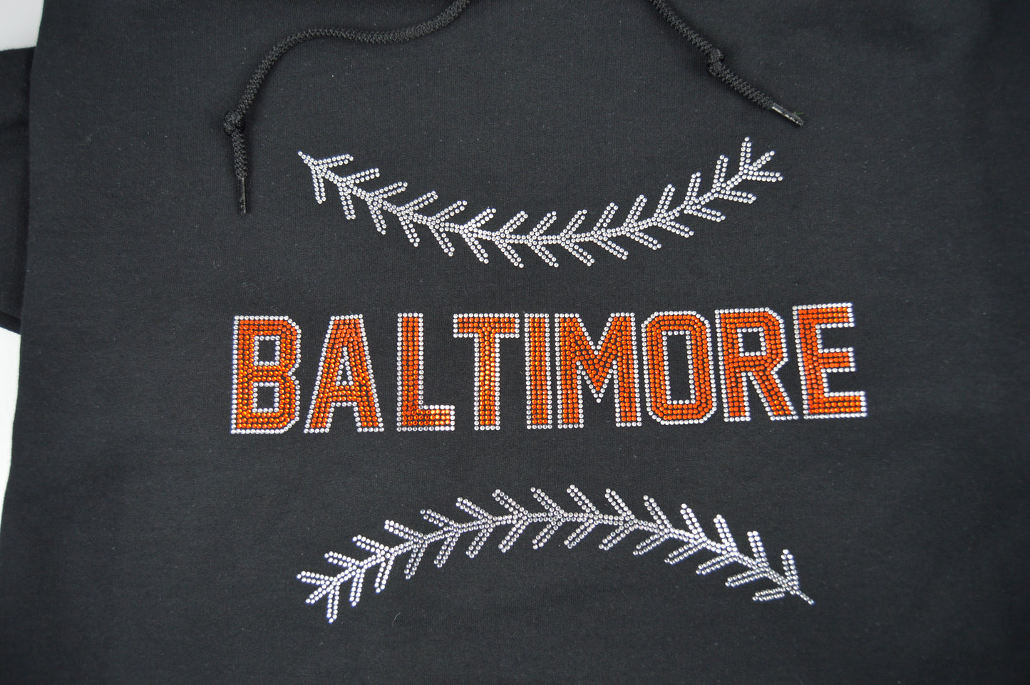 Baltimore  Baseball Hoodie Rhinestone Sweatshirt Baltimore Baseball Fan bling shirt