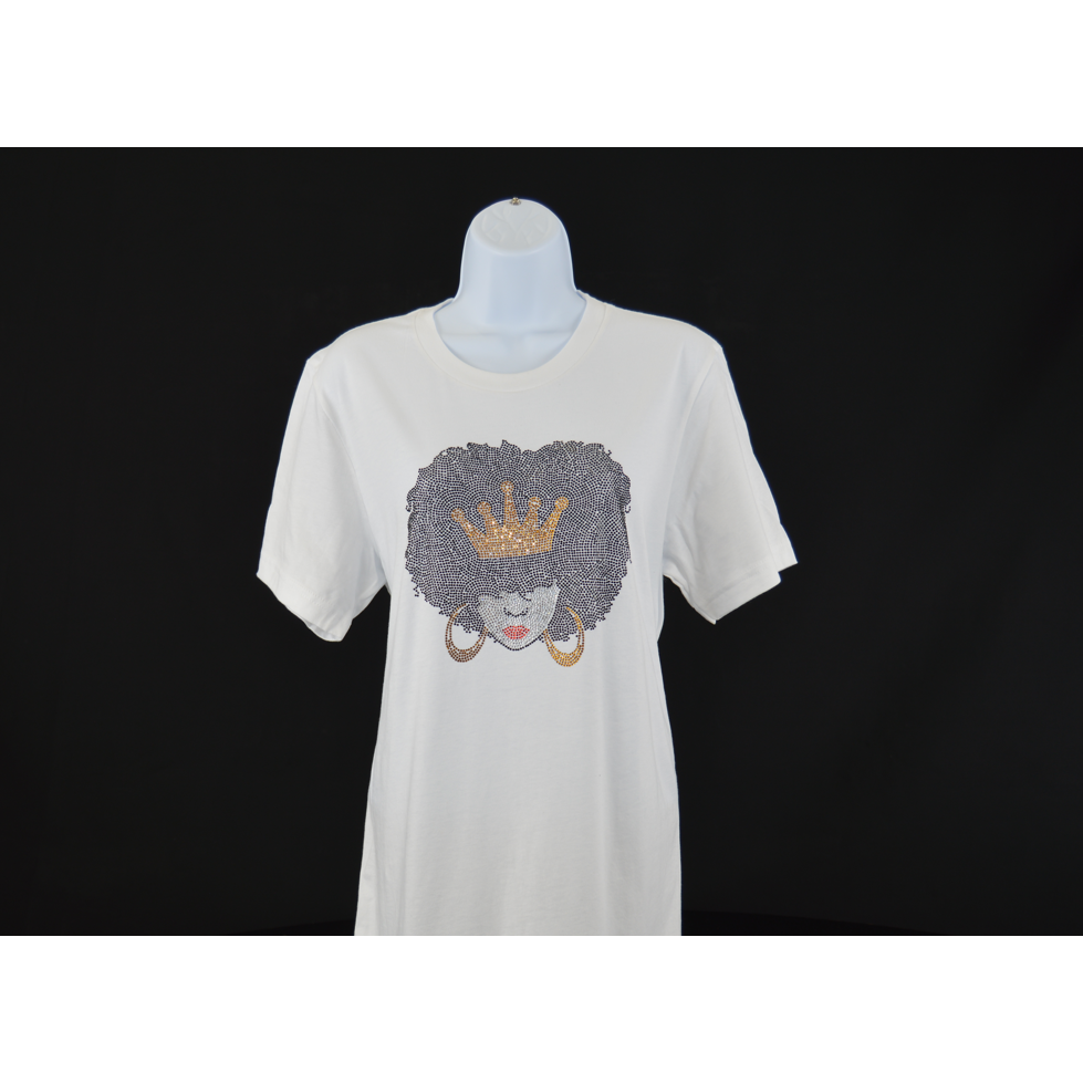 afro with crown rhinestone shirt hoodie full view