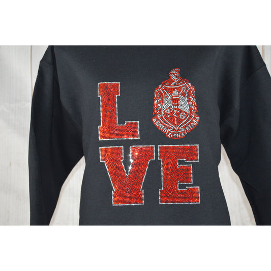 Delta Digma Theta Valentine sweatshirt Gift for her DST Rhinestone Love  Shirt Bedazzled sorority  sweatshirt