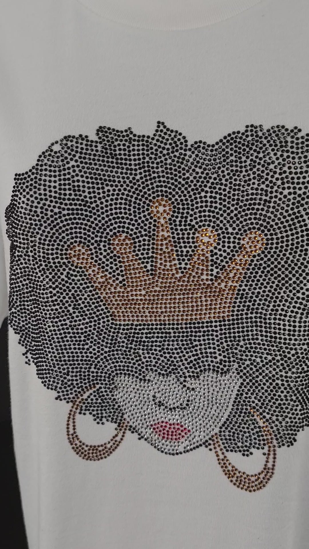 afro with crown rhinestone shirt hoodie video