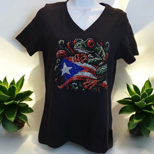 Puerto Rico Coqui Shirt Rhinestone Puerto Rico Flag Central America sweatshirt Love Soft Comfortable Pullover Sweatshirt Gift Souvenir